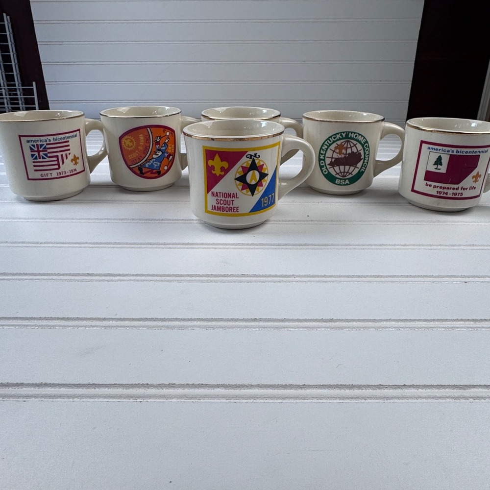 Vintage Boy Scouts of America Coffee Mugs Lot of 6 Old Ky Home National Jamboree